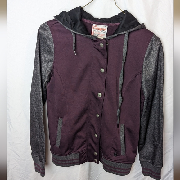 Empyre‎ Purple and Gray Varsity Jacket Womans XL with Snaps Full Zip - Picture 1 of 3